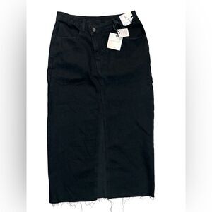 Happily Grey Black Denim Asymmetrical Front Split High Waisted Midi Skirt size 7